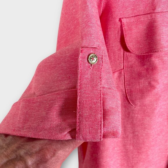 Anne Klein Top MEDIUM Red Casual Short Sleeve - Picture 6 of 8